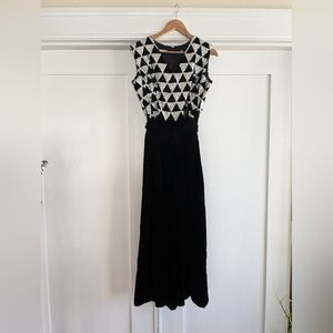 Vintage black velvet & sequins pantsuit